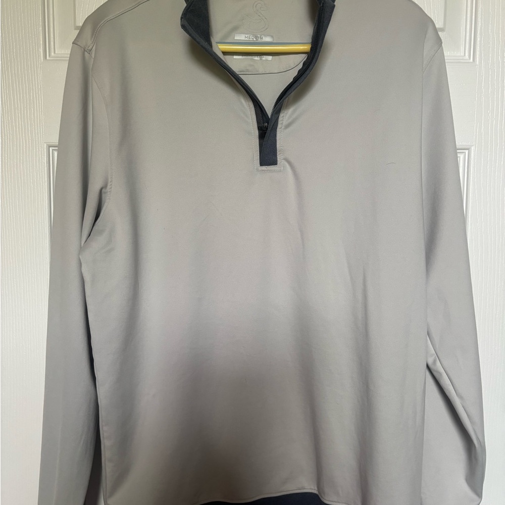Gray Quarter-Zip Golf Pullover with blue trim Size M